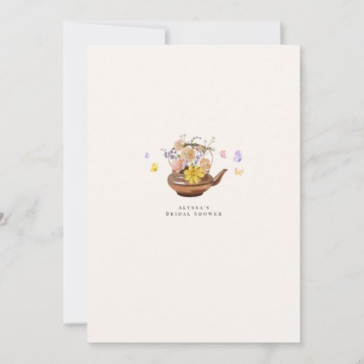 Blumentee Butterflies Fall Brautparty Tee Einladung (Rückseite)