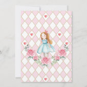 Blumentee für zwei Alicen im Wunderland zum Geburt Einladung (Rückseite)