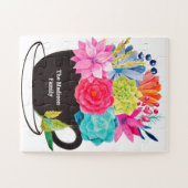 Blumentee Kaffee Cup Pink Blue Red Familienname Puzzle (Horizontal)