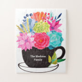 Blumentee Kaffee Cup Pink Blue Red Familienname Puzzle (Vertikal)