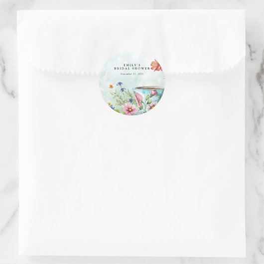 Blumentee-Party-Brautparty Runder Aufkleber (Tasche)