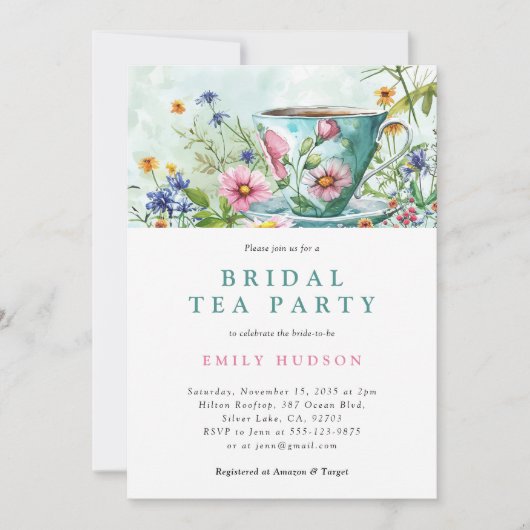 Blumentee Party Bridal Dusche Einladung (Vorderseite)