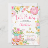 Blumentee Party Geburtstag Einladung (Vorderseite)
