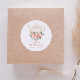 Blumentee Party Geburtstag Runder Aufkleber