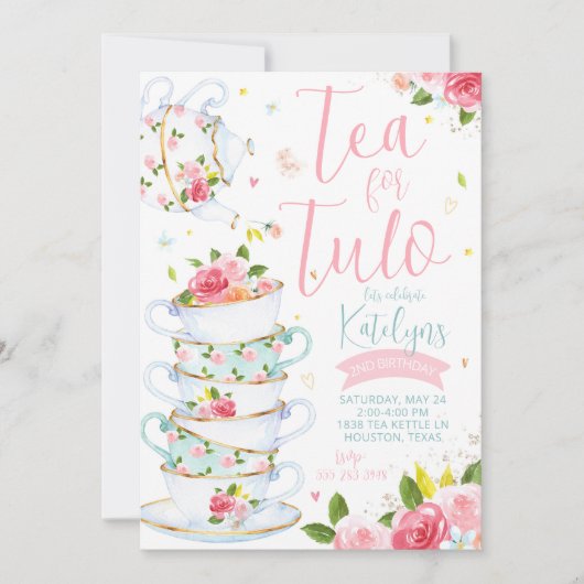 Blumentee Party Geburtstagsfeier Einladung (Vorderseite)