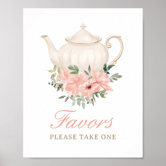 Blumentee-Party Kinderdusche Favoriten Schild (Vorne)