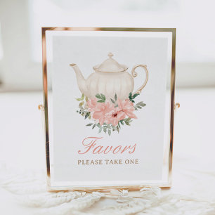 Blumentee-Party Kinderdusche Favoriten Schild