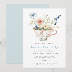 Blumentee Party zu Ostern Einladung