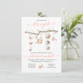 Blumentee Party Zweig Babydusche Einladung (Stehend Vorderseite)