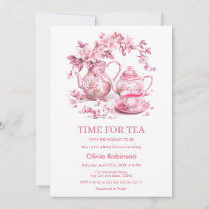Blumenteekanne Zeit für Tee Baby Shower Einladung