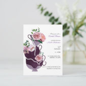 Blumenteeppiche Perlen Vintages Brautparty Party Einladung (Stehend Vorderseite)