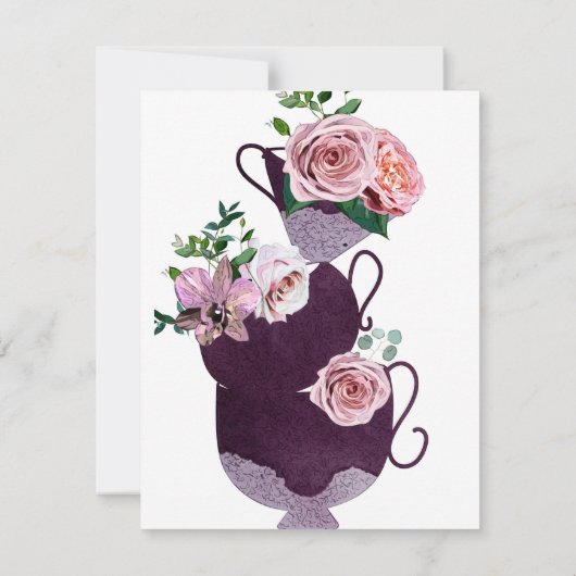 Blumenteeppiche Perlen Vintages Brautparty Party Einladung (Rückseite)