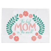 Blumentext die beste Mutter der Welt Große Geschenktüte (Rückseite)