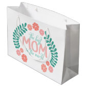 Blumentext die beste Mutter der Welt Große Geschenktüte (Rückseite Schrägansicht)