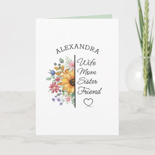 Blumentext Geburtstag oder beliebiger Individuelle Karte (Vorderseite)