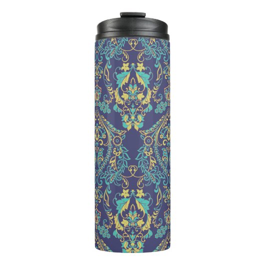 Blumentextur. Damask Nahtloses Vintages Muster. Thermosbecher (Vorderseite)