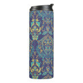 Blumentextur. Damask Nahtloses Vintages Muster. Thermosbecher (Nach links gedreht)
