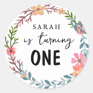 Blumenthema Geburtstagsfeier Runder Aufkleber