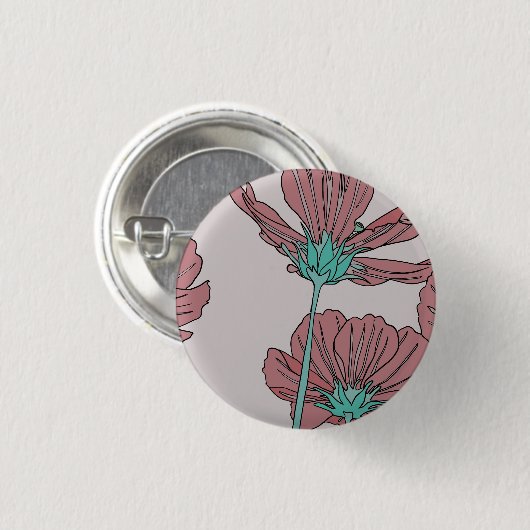 Blumenthema, Mohn-Design Button (Vorne & Hinten)