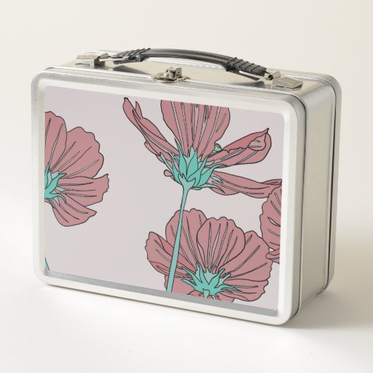 Blumenthema, Mohn-Design Metall Brotdose (Vorderseite)