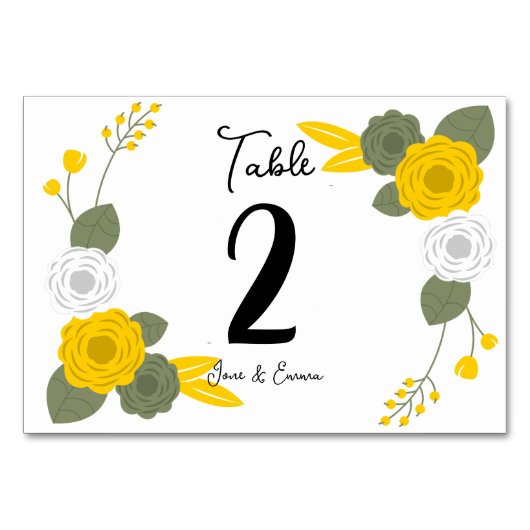 Blumenthema Tischnummer (Vorderseite)