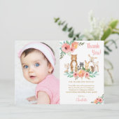 Blumentiere Niedliche Waldtiere Mädchen Geburtstag Dankeskarte (Stehend Vorderseite)