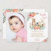 Blumentiere Niedliche Waldtiere Mädchen Geburtstag Dankeskarte (Vorne/Hinten)