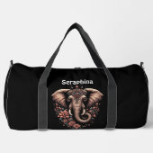 Blumentierischer gemusterter, lebendiger Elefant Duffle Bag (Vorderseite)