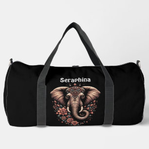 Blumentierischer gemusterter, lebendiger Elefant Duffle Bag