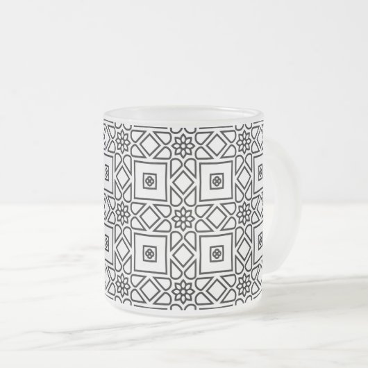 Blumentilgeometrisches Muster Kaffee Mattglastasse (VorderseiteRechts)