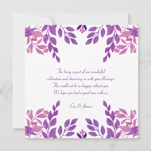 Blumentisch Dankeskarte (Rückseite)