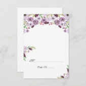 Blumentisch-Platzkarte | Sie falten Lila Einladung (Vorne/Hinten)
