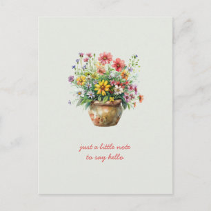 Blumentopf "Ich denke an Dich" mit Wildblumen Postkarte