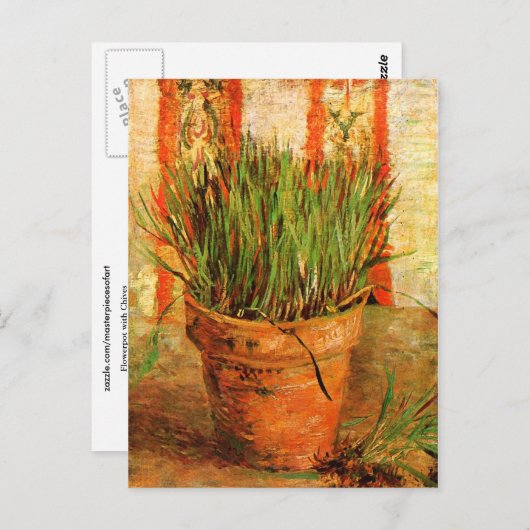Blumentopf mit Chives (F337) Van Gogh Fine Art Postkarte (Vorne/Hinten)