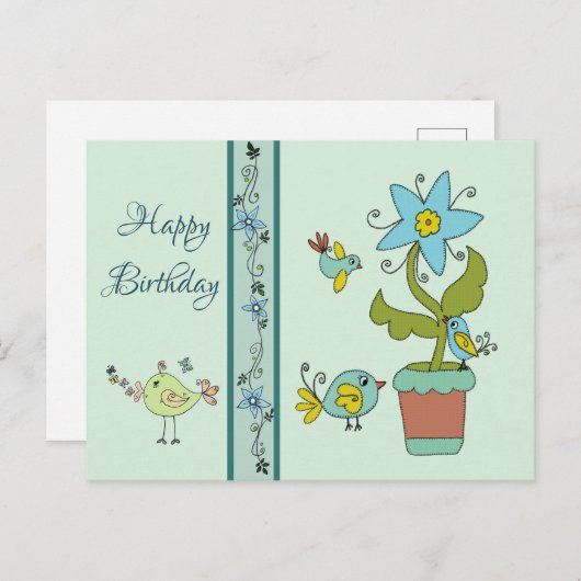 Blumentopf Postkarte (Vorne/Hinten)