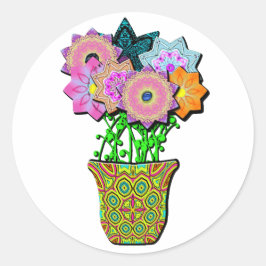 Blumentopf Runder Aufkleber