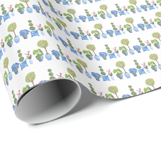 Blumentöpfe (auf Weiß) - Geschenkpapier (Rolleneckpunkt)