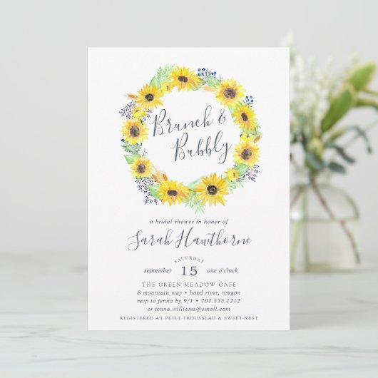 Blumentöpfe | Brunch & Bubbly Einladung (Stehend Vorderseite)