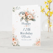 Blumentorten-Schildkröten-Geburtstag Karte (Gelbe Blume)