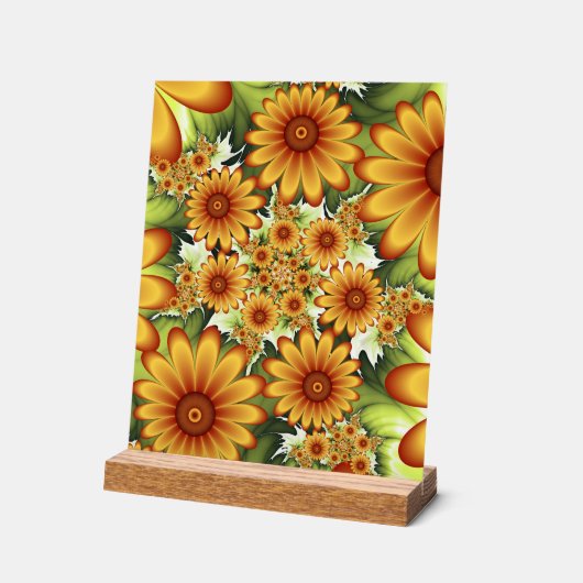 Blumentraum, Moderne Abstrakte Blume Fraktal Kunst Acrylschild (Winkel)