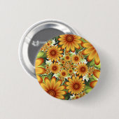Blumentraum, Moderne Abstrakte Blume Fraktal Kunst Button (Vorne & Hinten)
