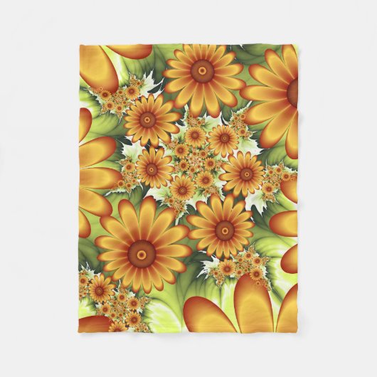 Blumentraum, Moderne Abstrakte Blume Fraktal Kunst Fleecedecke (Vorderseite)
