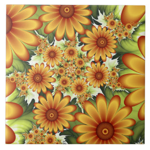 Blumentraum, Moderne Abstrakte Blume Fraktal Kunst Fliese