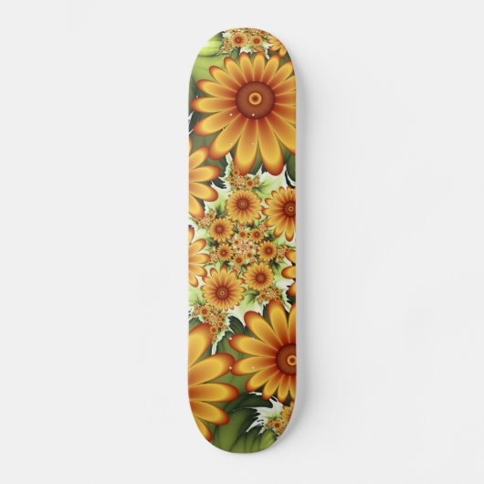 Blumentraum, Moderne Abstrakte Blume Fraktal Kunst Skateboard (Vorderseite)