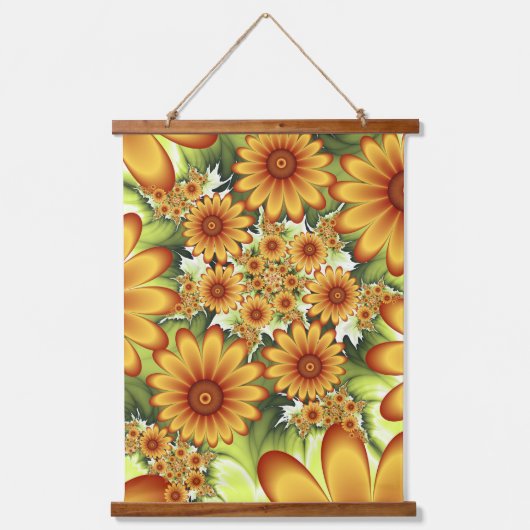 Blumentraum, Moderne Abstrakte Blume Fraktal Kunst Wandteppich Mit Holzrahmen (Vorderseite)