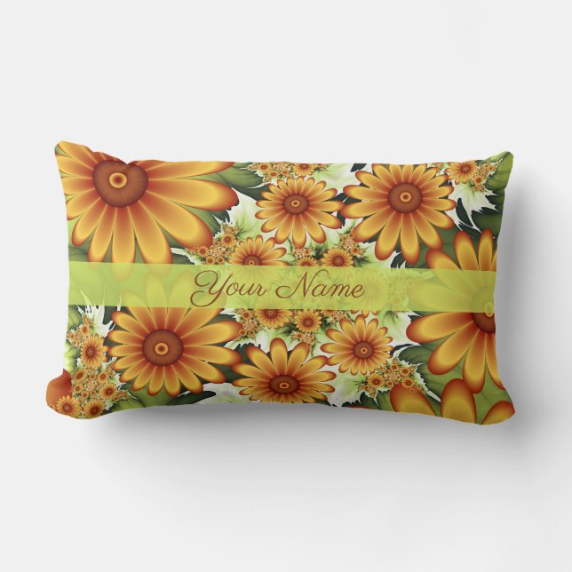 Blumentraum, moderne Abstrakte Blume Fraktal Name Lendenkissen (Vorderseite)