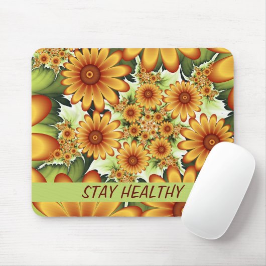 Blumentraum, Moderne Abstrakte Blume Fraktal Text Mousepad (Mit Mouse)