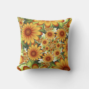 Blumenträume, Moderne Abstrakte Blume Fraktal Kuns Kissen