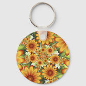 Blumenträume, Moderne Abstrakte Blume Fraktal Kuns Schlüsselanhänger (Rückseite)