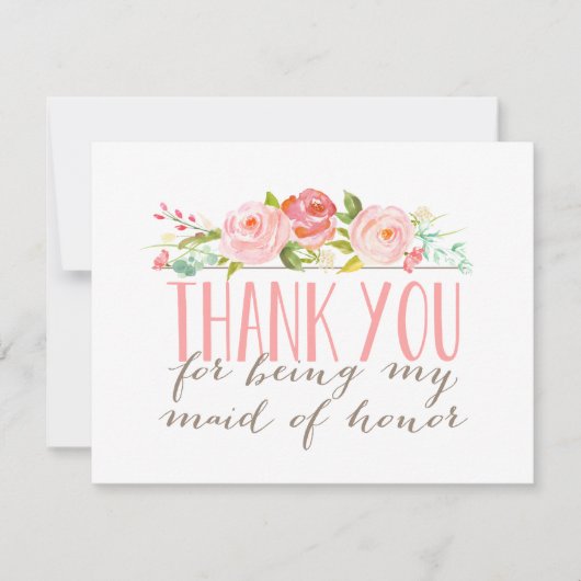 BlumenTrauzeugin danken Ihnen Dankeskarte (Vorderseite)